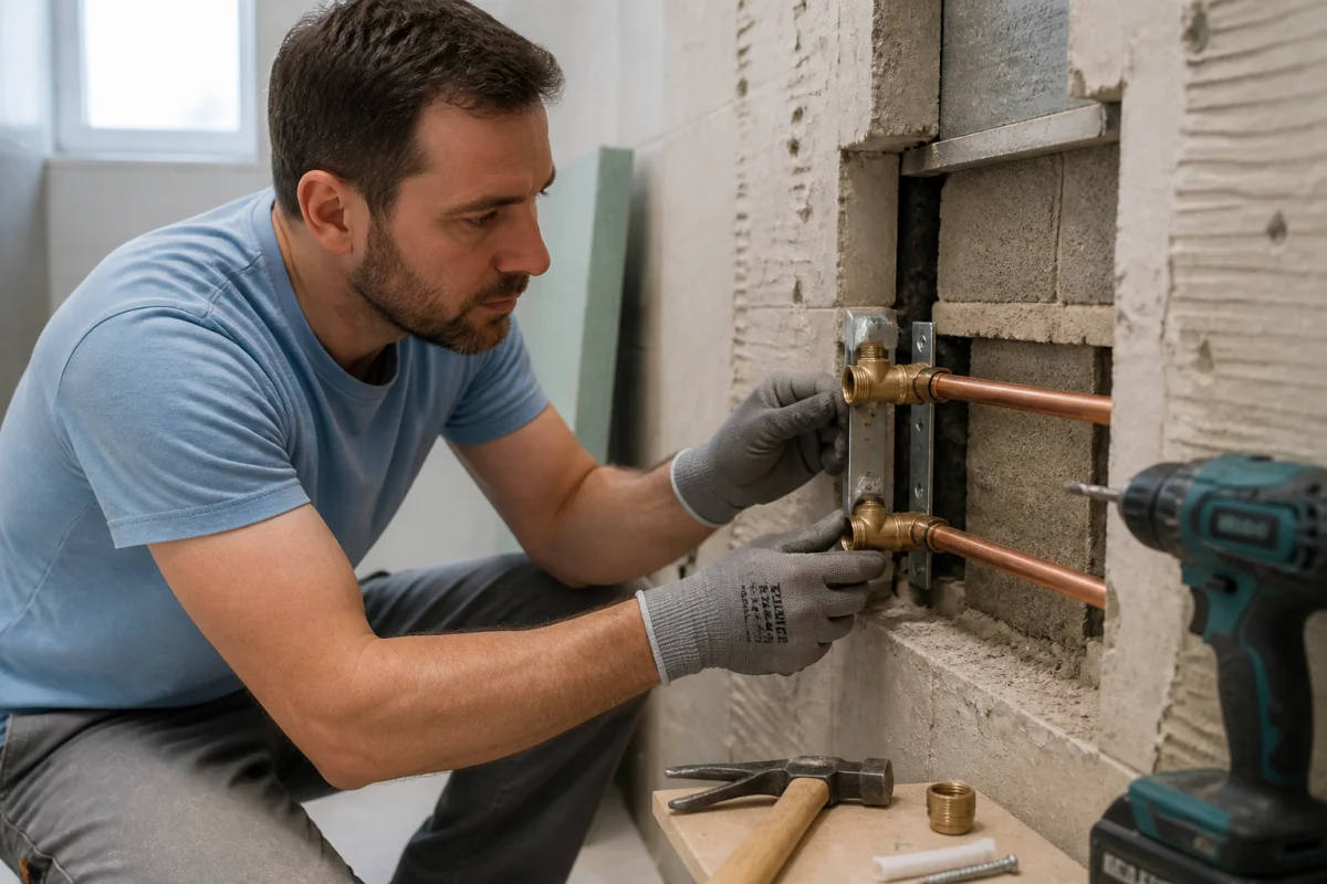installer arrivée d'eau douche en cuivre